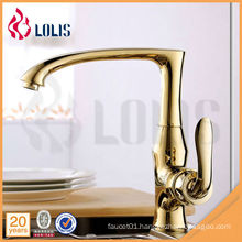 gold plated single lever brass basin mixer